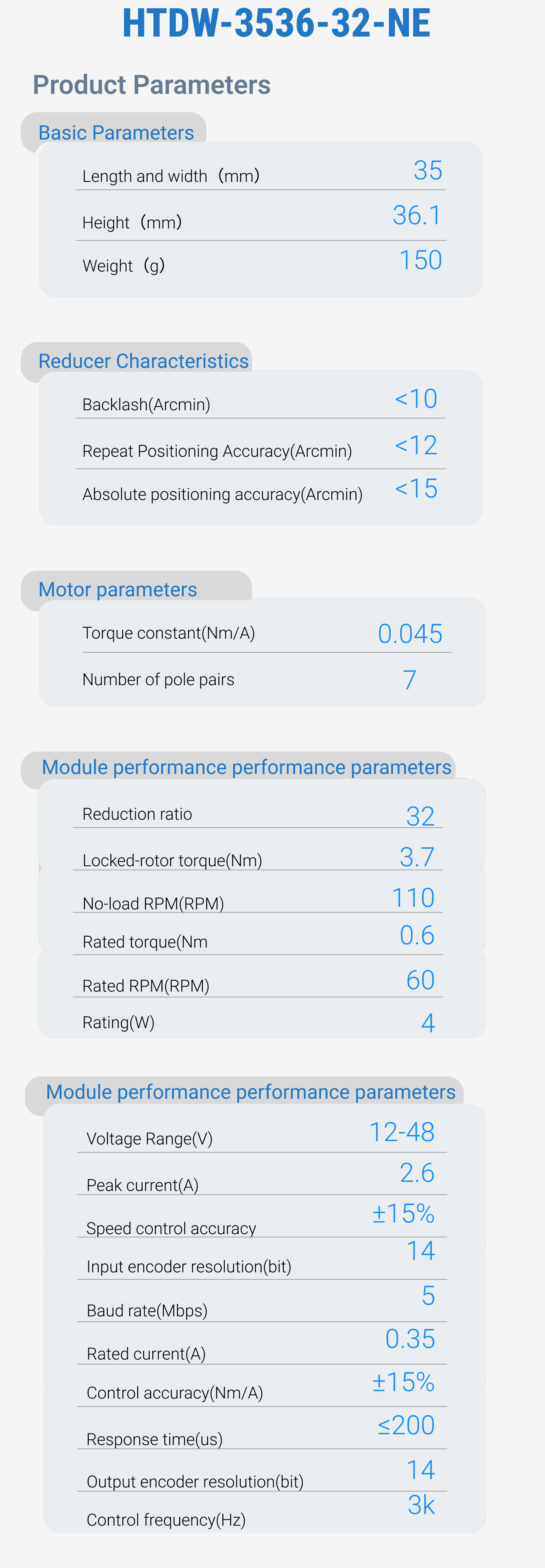 HTDW-3536-32-NE Actuator/Joint Module