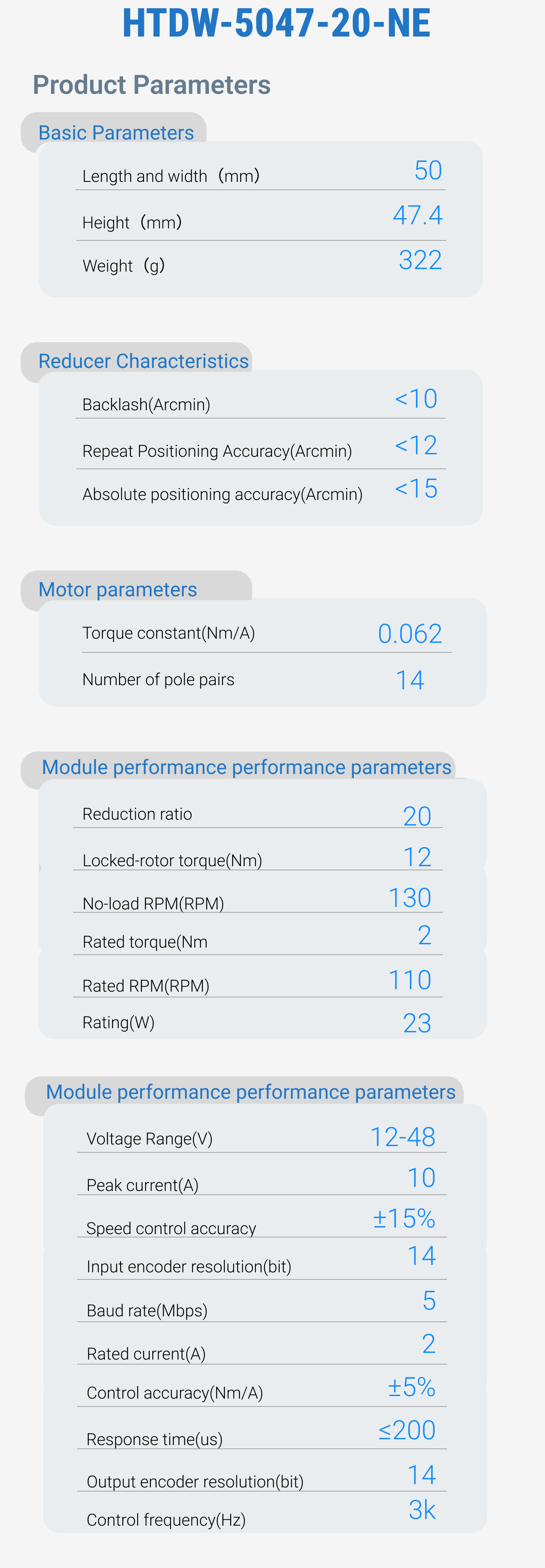 HTDW-5047-20-NE Actuator/Joint Module